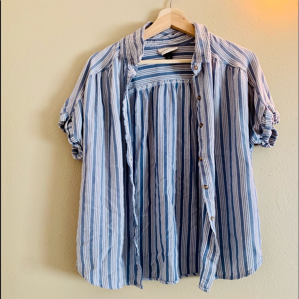 Button up blue and white stripes